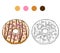 Coloring book for children, vector donut