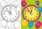 Coloring Book Of Christmas Clock And Balls