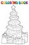 Coloring book Christmas tree and gifts 2