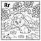 Coloring book, colorless alphabet. Letter R, rabbit