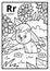 Coloring book, colorless alphabet. Letter R, rabbit