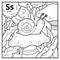 Coloring book, colorless alphabet. Letter S, snail