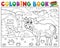 Coloring book cow near farm theme 2