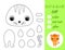 Coloring book cut and glue baby cat. Educational paper game for preschool children. Cut and Paste Worksheet. Color, cut parts and