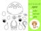 Coloring book cut and glue baby lynx. Educational paper game for preschool children. Cut and Paste Worksheet. Color, cut parts and