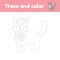 Coloring book with cute animal a wolf. For kids kindergarten, preschool and school age. Trace worksheet. Development of