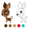 Coloring book dog breed Chihuahua with pink cheeks and big eyes, kids layout for game