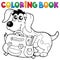 Coloring book dog with schoolbag theme 2