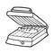 Coloring book. Electric Contact Grill. Black and white cartoon kitchen appliances