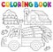 Coloring book farm truck with carrots