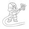 Coloring book, Firefighter using fire hose