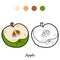 Coloring book: fruits and vegetables (apple)