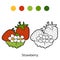 Coloring book: fruits and vegetables (strawberry)
