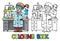 Coloring book of funny chemist or scientist