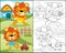 Coloring book with funny lion cartoon