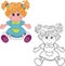 Coloring book. Girl doll toy