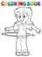 Coloring book girl exercising 1