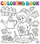 Coloring book girl gardener theme set 1