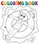 Coloring book girl on swim ring