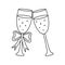 Coloring book glasses champagne, great design for any purposes. Adult coloring book page. Cartoon illustration