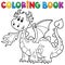 Coloring book with happy dragon