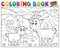 Coloring book happy goats near farm