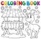 Coloring book hay rack and reindeer