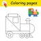 Coloring book. Illustration for children education. Cartoon locomotive