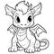 Coloring book illustration dragon kawaii coloring page