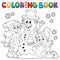 Coloring book kids building snowman 1