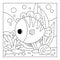 Coloring book for kids, Cute fish and undersea background