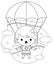 Coloring book for kids. Cute Little Girl Flying With Parachute