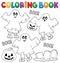 Coloring book kids in ghost costumes 1