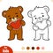 Coloring book for kids, Loving bear with valentine card