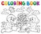 Coloring book kids planting tree