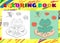 Coloring Book for Kids. Sketchy little frog sits on a leaf