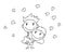 Coloring book for kids - smiling boy holds a girl in his arms. Valentines day. 14 February. Black and white cute cartoon hand draw