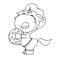 Coloring book for kids - unicorn baby crying with a ball in his hands. Black and white cute cartoon unicorns.