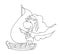 Coloring book for kids - unicorn smiling and floating on a ship in the form of a sailor. Black and white cute cartoon unicorns. Ve
