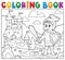 Coloring book knight near castle