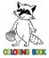 Coloring book of little funny raccoon