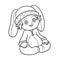 Coloring book. Little girl in a rabbit suit