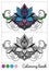 Coloring book lotus page game.Color images and outline black.Child and adults antistress