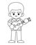 Coloring book, Musician man in Hawaiian shirt with ukulele