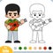 Coloring book, Musician man in Hawaiian shirt with ukulele