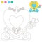 Coloring Book or Page Cartoon Illustration carriage Princess for Children Education.