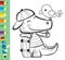 Coloring book or page, cartoon vector of crocodile the funny skateboarder with little bird