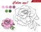 Coloring book page for children and adults with peony flower