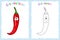 Coloring book page for children with colorful chili pepper and