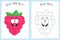 Coloring book page for children with colorful raspberry and sk